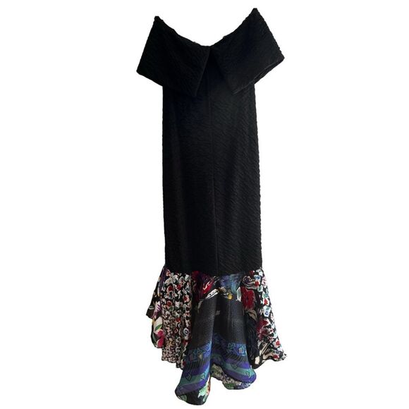 Vintage Gigi's Closette Glenview Black Multi Dress Size 6 Strapless - Picture 3 of 7